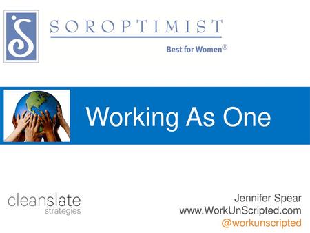 Working As One Jennifer Spear