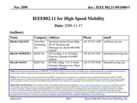 IEEE for High Speed Mobility