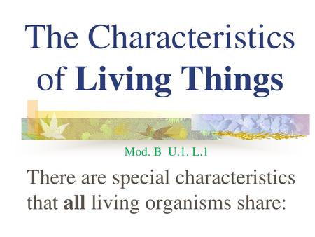 The Characteristics of Living Things