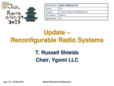 Update – Reconfigurable Radio Systems