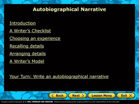 Autobiographical Narrative