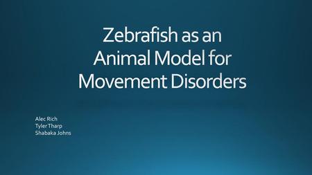 Zebrafish as an Animal Model for Movement Disorders