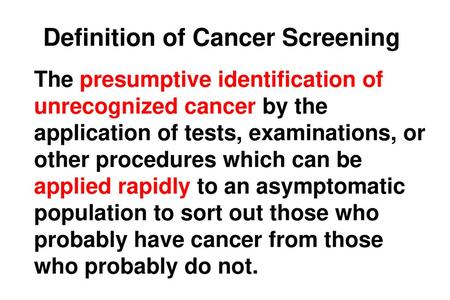 Definition of Cancer Screening