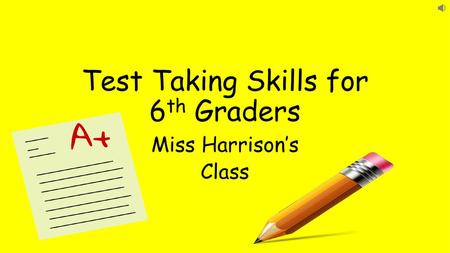 Test Taking Skills for 6th Graders