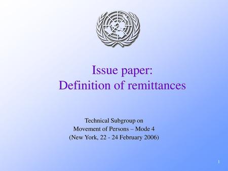 Issue paper: Definition of remittances