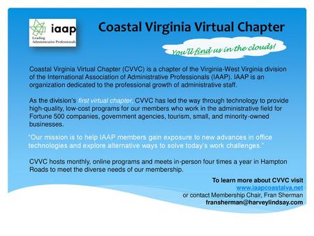 Coastal Virginia Virtual Chapter