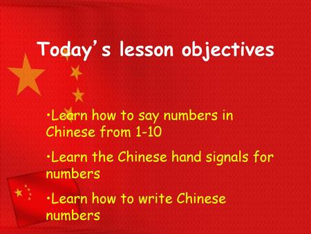 Today’s lesson objectives