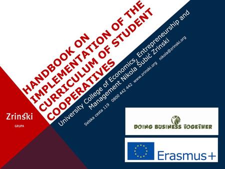 Handbook on Implementation of the Curriculum of Student Cooperatives