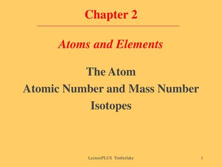 Chapter 2 Atoms and Elements