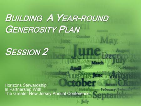 Building A Year-round Generosity Plan Session 2