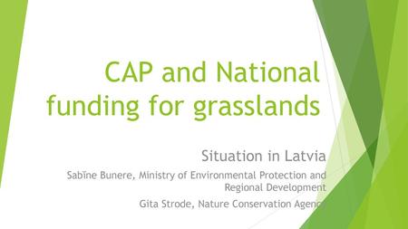 CAP and National funding for grasslands