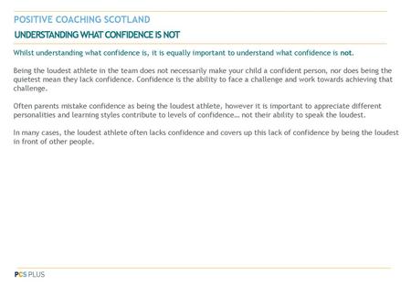 POSITIVE COACHING SCOTLAND UNDERSTANDING WHAT CONFIDENCE IS NOT