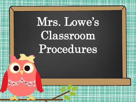 Mrs. Lowe’s Classroom Procedures