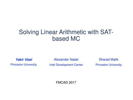 Solving Linear Arithmetic with SAT-based MC