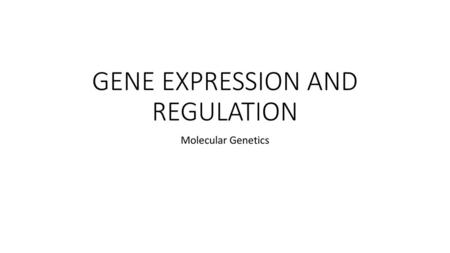 GENE EXPRESSION AND REGULATION