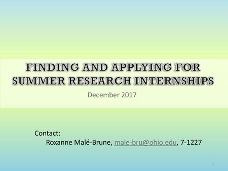 Finding and applying for summer RESEARCH internships