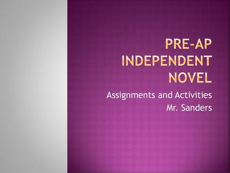 PRE-Ap Independent Novel