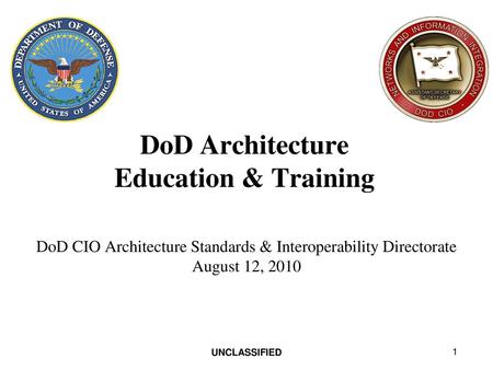 DoD Architecture Education & Training DoD CIO Architecture Standards & Interoperability Directorate August 12, 2010.