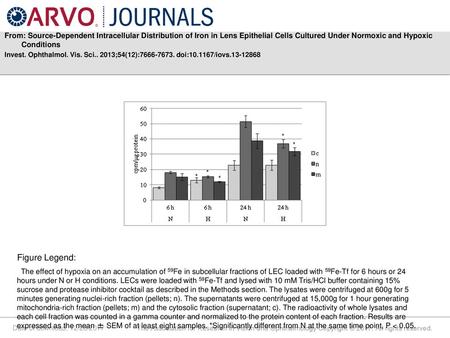 From: Source-Dependent Intracellular Distribution of Iron in Lens Epithelial Cells Cultured Under Normoxic and Hypoxic Conditions Invest. Ophthalmol. Vis.