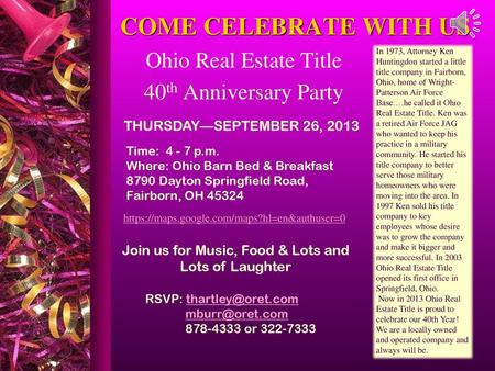 Ohio Real Estate Title 40th Anniversary Party