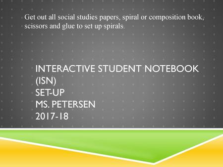 Interactive Student Notebook (ISN) Set-Up Ms. Petersen