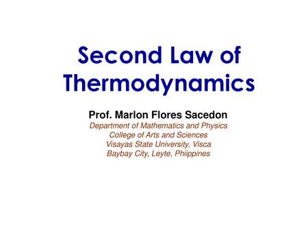 Second Law of Thermodynamics