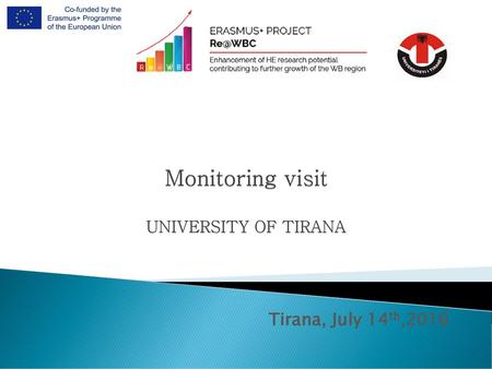 Monitoring visit UNIVERSITY OF TIRANA