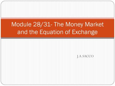 Module 28/31- The Money Market and the Equation of Exchange