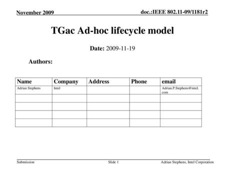 TGac Ad-hoc lifecycle model