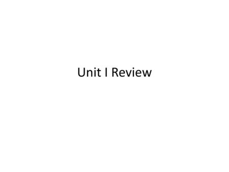 Unit I Review.