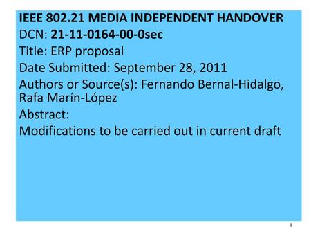 IEEE MEDIA INDEPENDENT HANDOVER