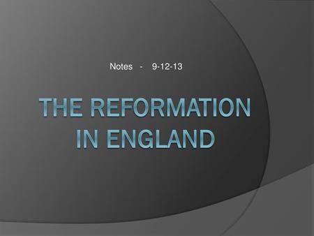 The reformation in England