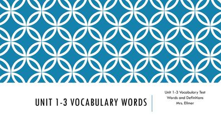 Unit 1-3 Vocabulary Words