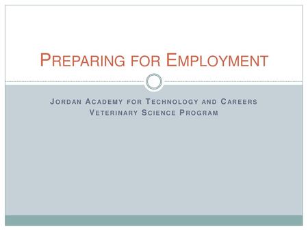 Preparing for Employment