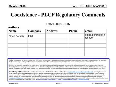 Coexistence - PLCP Regulatory Comments