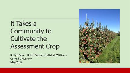 It Takes a Community to Cultivate the Assessment Crop