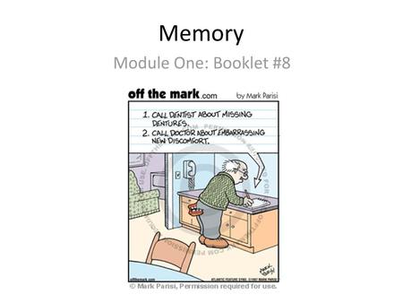 Memory Module One: Booklet #8.