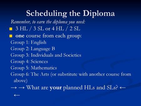 Scheduling the Diploma