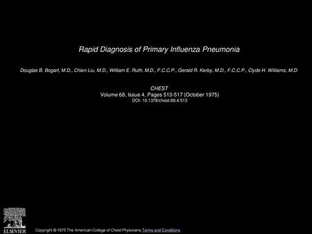 Rapid Diagnosis of Primary Influenza Pneumonia