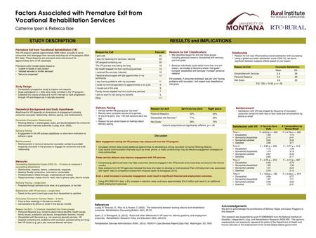 RESULTS and IMPLICATIONS Counselor Satisfaction