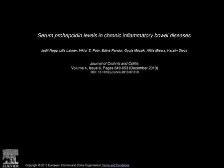 Serum prohepcidin levels in chronic inflammatory bowel diseases