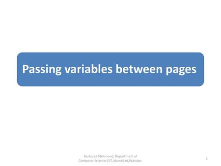 Passing variables between pages