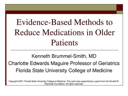 Evidence-Based Methods to Reduce Medications in Older Patients