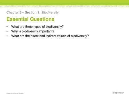 Chapter 5 – Section 1: Biodiversity