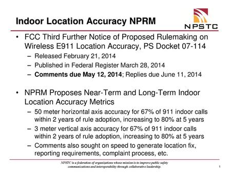 Indoor Location Accuracy NPRM