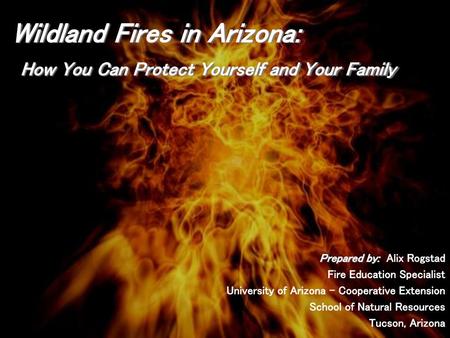 Prepared by:  Alix Rogstad Fire Education Specialist