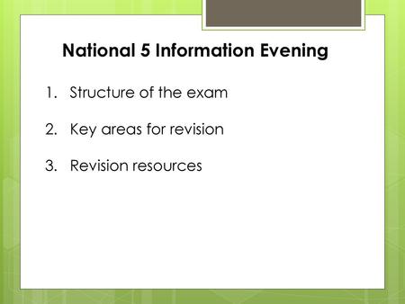 National 5 Information Evening