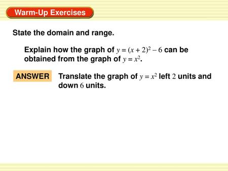 State the domain and range.