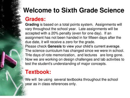 Welcome to Sixth Grade Science