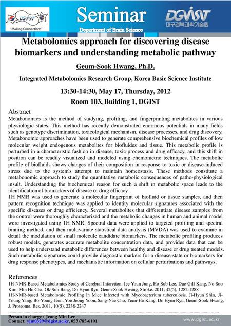 Integrated Metabolomics Research Group, Korea Basic Science Institute